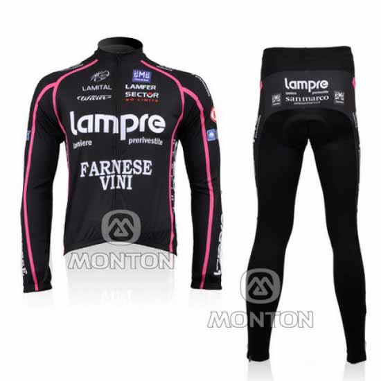 2010 Maillot Lampre Tirantes Mangas Largas Negro